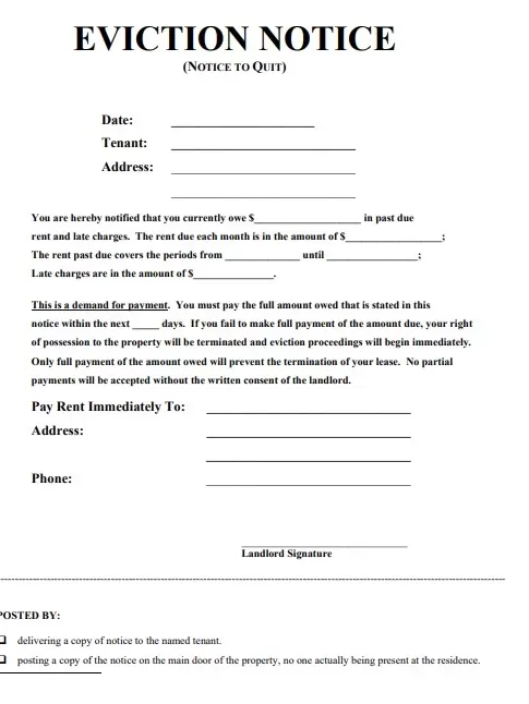 Landlord Eviction Notice Form 