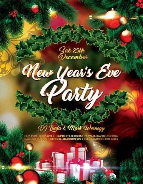 New Year Decoration Flyer Template