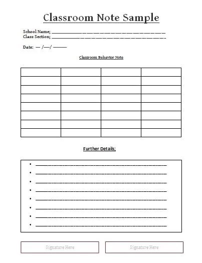 Classroom Note template