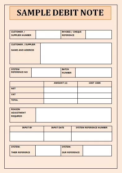 Simple Debit Note template