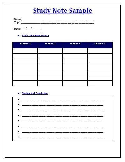 Student Note Template