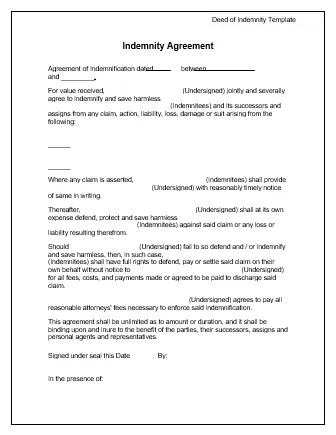 Deed-of-Indemnity-Template