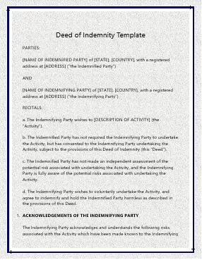 Deed-of-Indemnity-Template