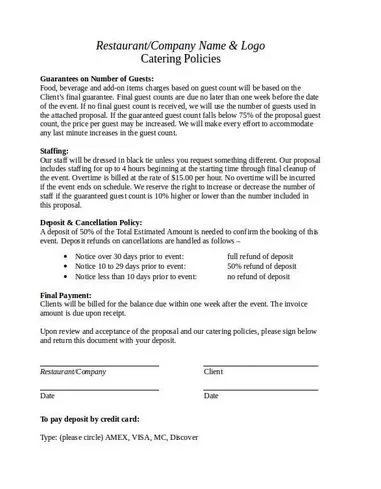 Catering Business Proposal Template