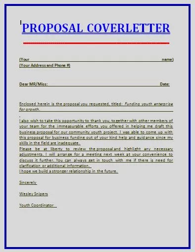 Proposal cover letter template