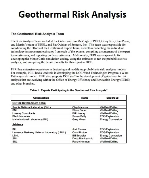 Geothermal Risk Analysis Template