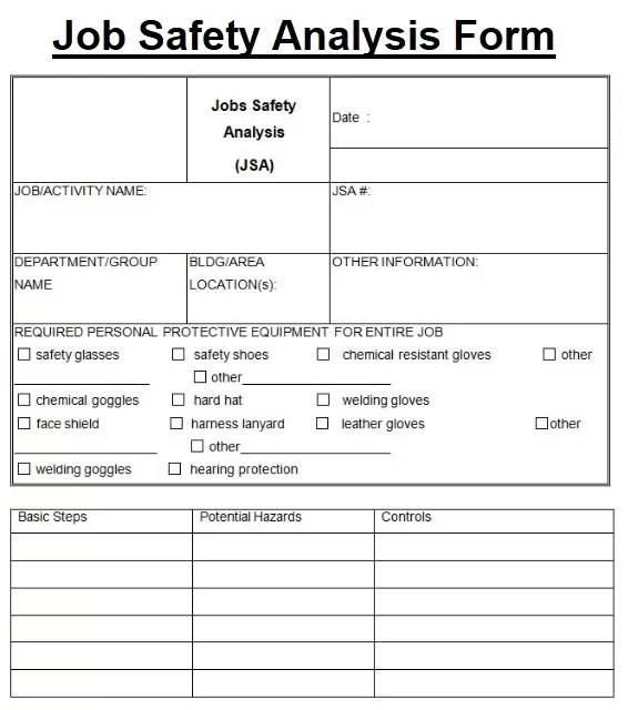 Job Safety Analysis Form