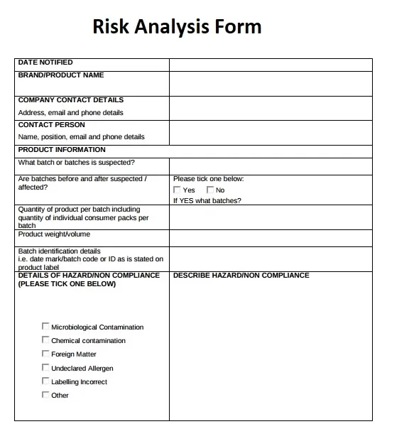 Risk Analysis Form