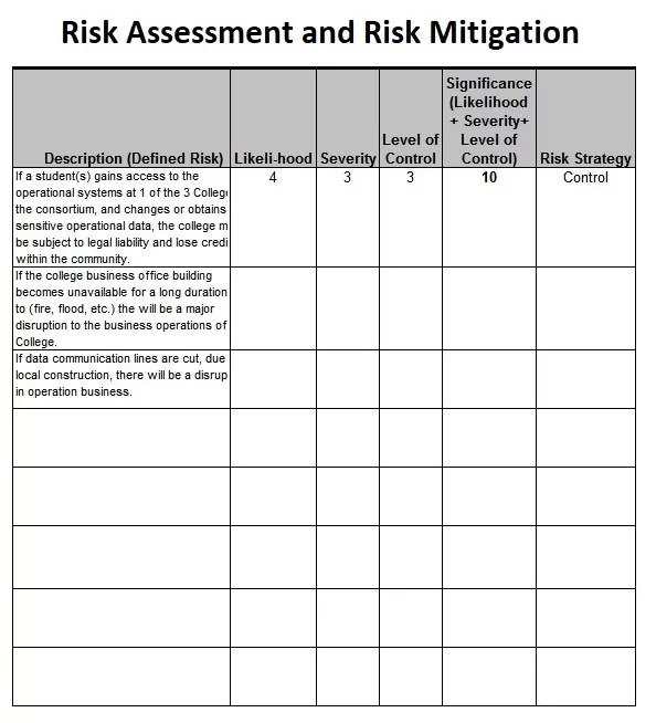 Risk Assessment & Mitigation Analysis Template