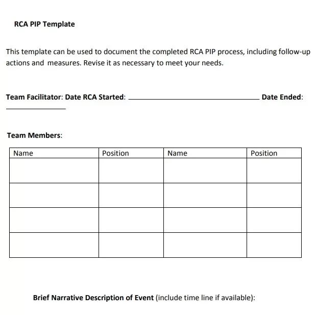 Root Cause Analysis Format