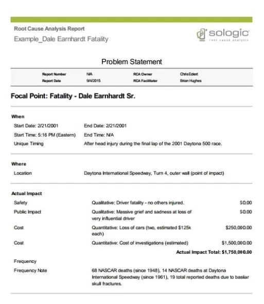 Root Cause Problem Analysis Template