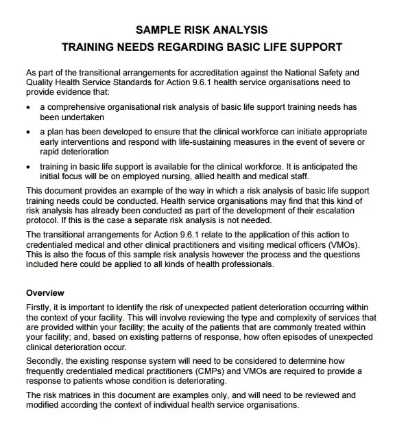 Sample Risk Analysis