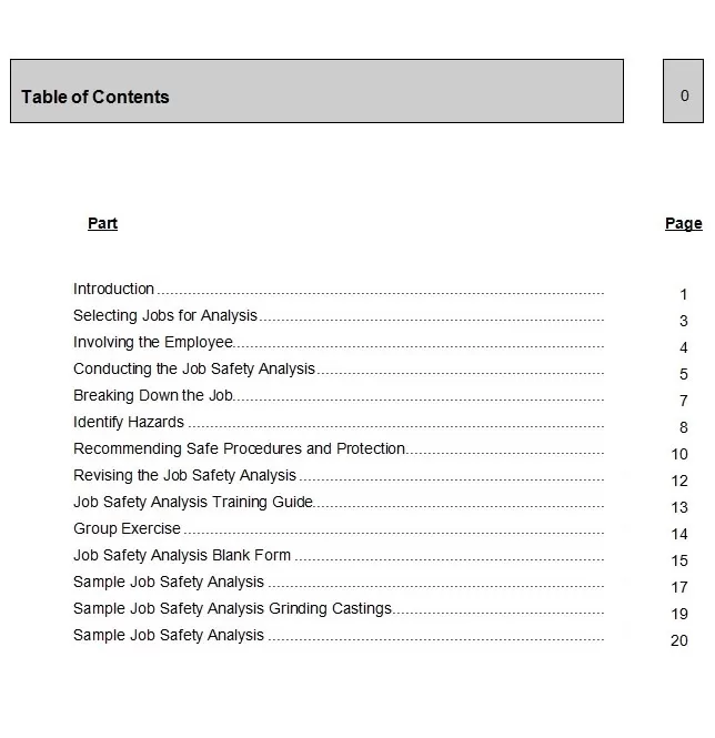 Task Safety Analysis Format