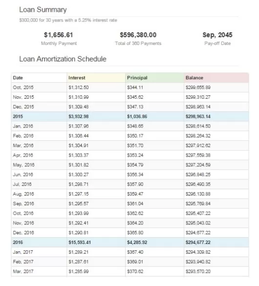 Amortization Schedule Summary Template