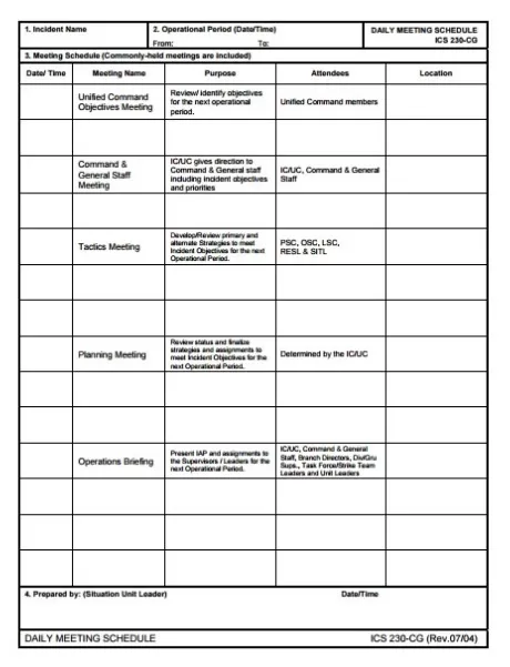 Daily Meeting Schedule Template