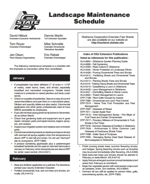 Landscape Maintenance Schedule Template