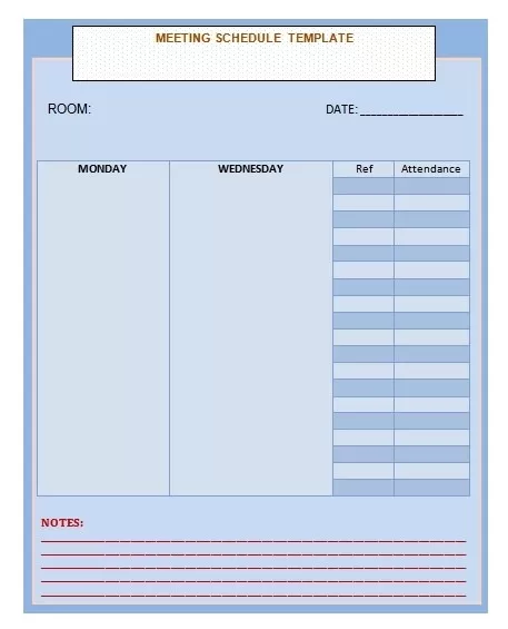 Meeting schedule template Word