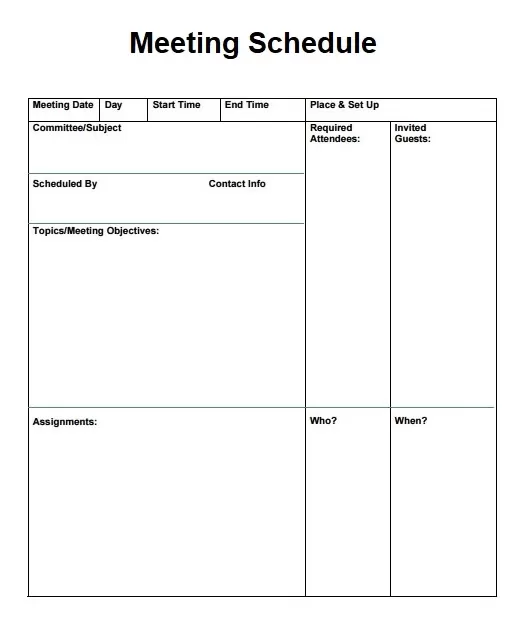 Meeting schedule template