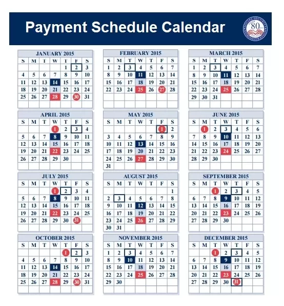 Payment Schedule Calendar Template