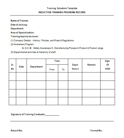 Training Program Template