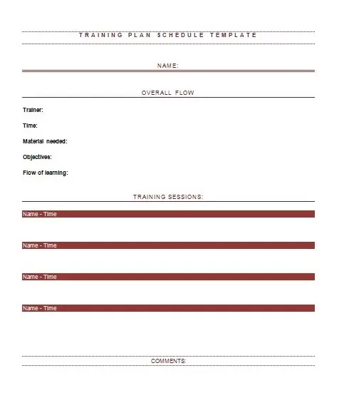 Training Schedule Form