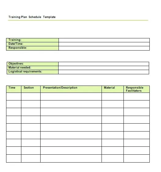 Training Schedule Sample