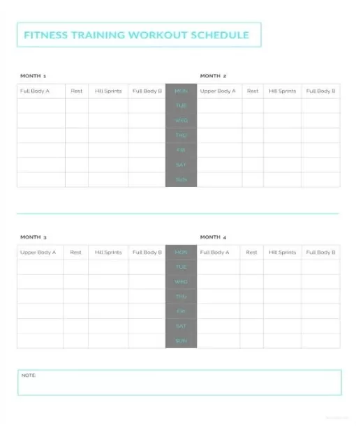 Training Workout Schedule Template