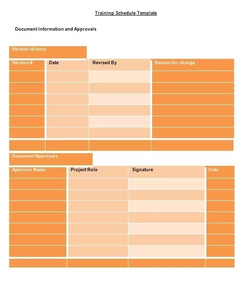 Trainng Schedule Template Word