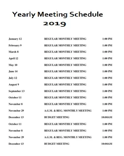 Yearly Meeting Schedule Template