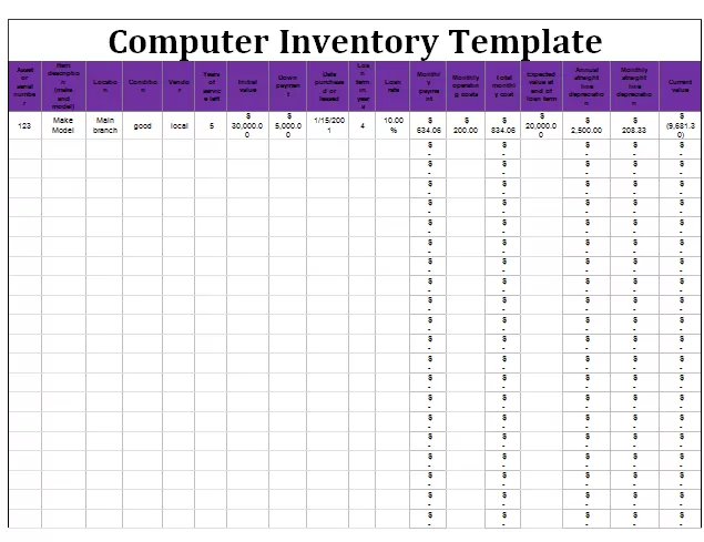 Computer Inventory Templates