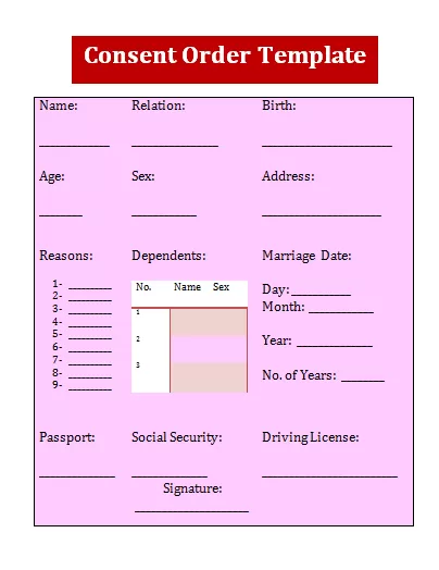 Consent Order Templates