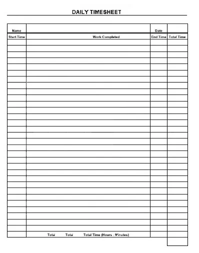 Daily Time Tracking Template