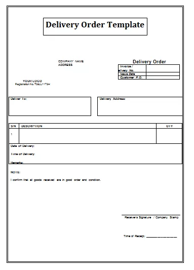 Delivery Order Templates