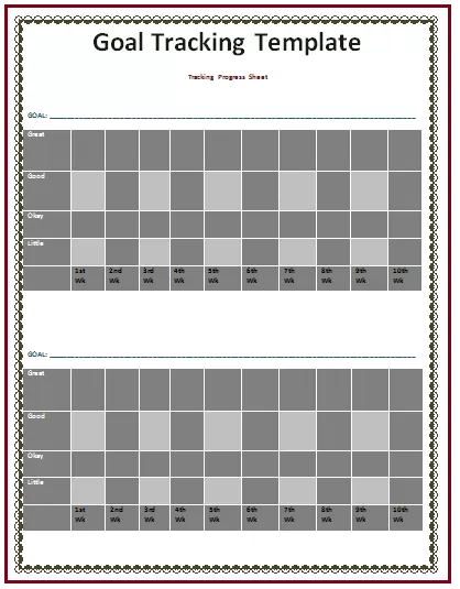 goal tracking worksheet template