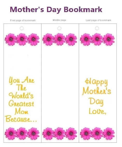 Mother's Day Bookmark Template