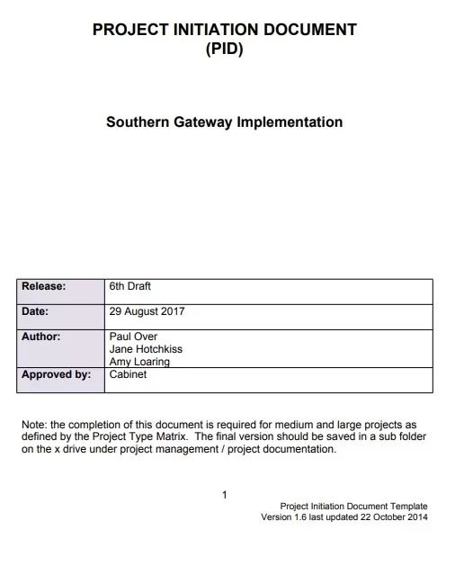 Project Initiation Document Format