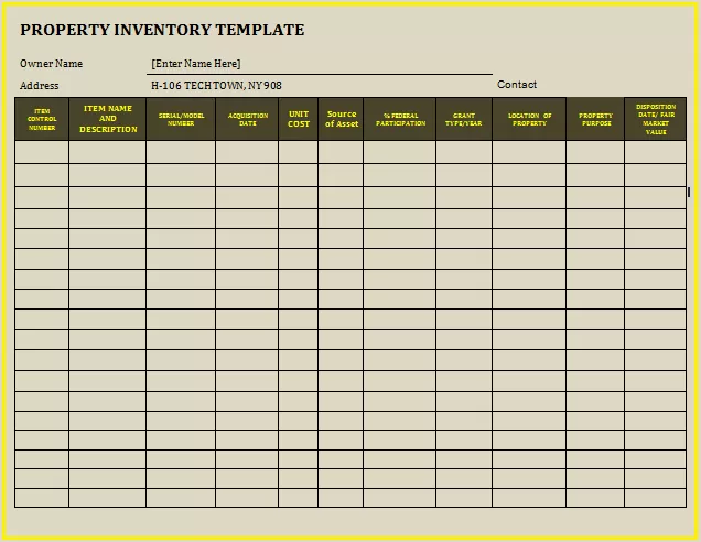 Property Inventory Template