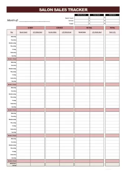 Salon Sales Tracker Template