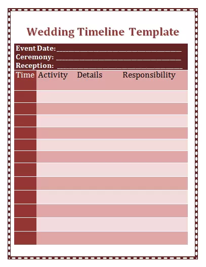 wedding timeline template