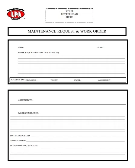 Work Order Form