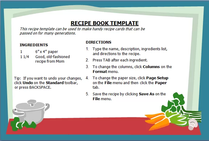 recipe book template