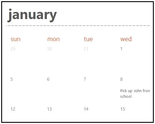 Calendar Format