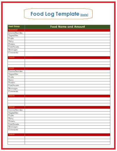 Food Log Templates