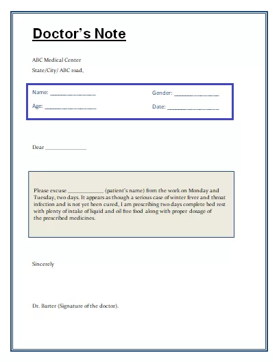 Sample Doctor notes template