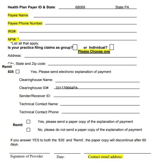 Remittance Advice Request Form