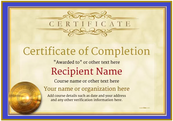 Work Completion Certificate Template