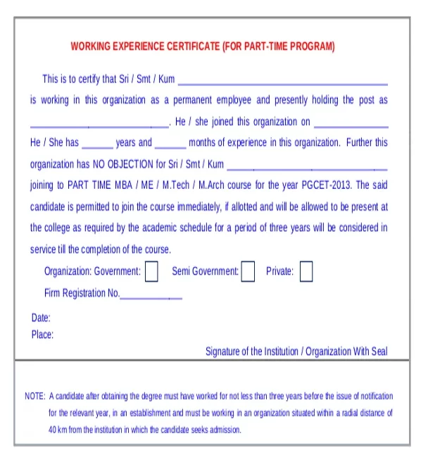 Work Experience Certificate Template