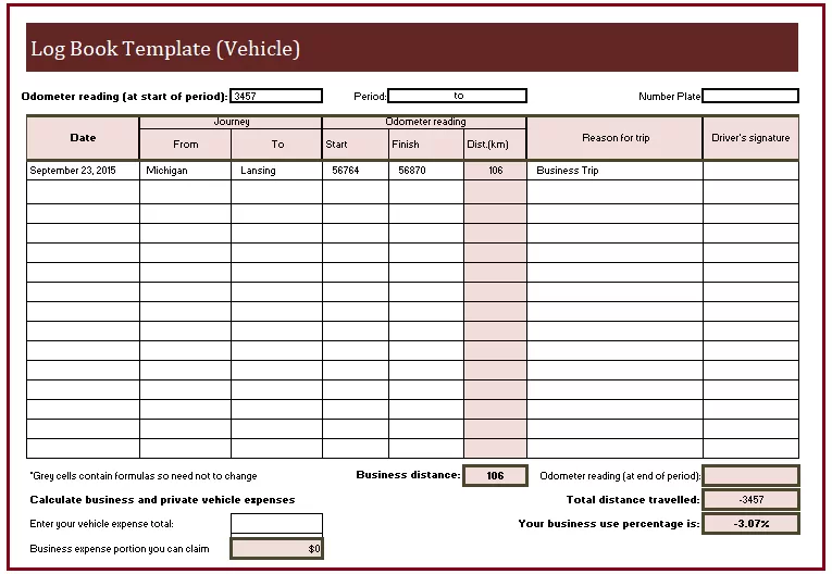 Log book Template