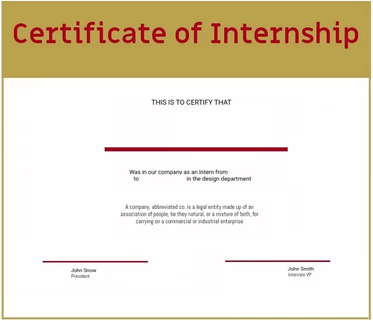 Internship Certificate