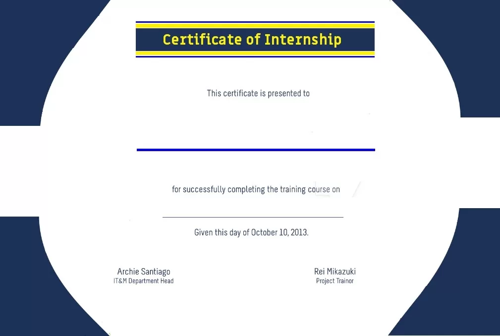 Internship Certificate format